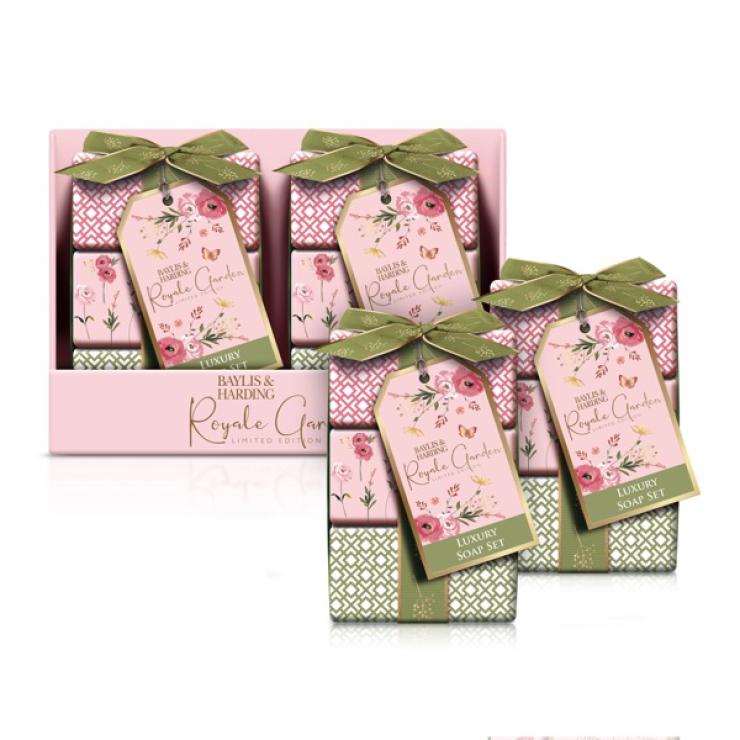 Baylis & Harding Royale Garden Rose, Poppy & Vanilla Luxury Wrapped Soaps Gift Set - Vegan Friendly - Bath & Body Gift Sets - British D'sire