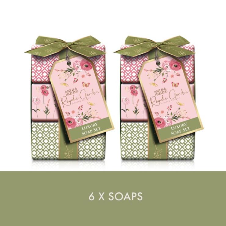 Baylis & Harding Royale Garden Rose, Poppy & Vanilla Luxury Wrapped Soaps Gift Set - Vegan Friendly - Bath & Body Gift Sets - British D'sire