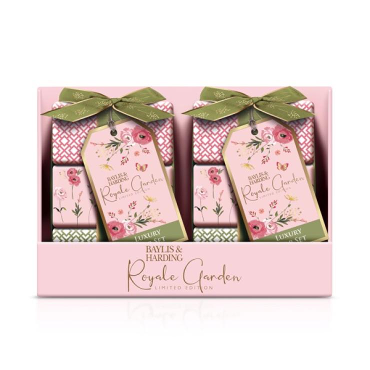 Baylis & Harding Royale Garden Rose, Poppy & Vanilla Luxury Wrapped Soaps Gift Set - Vegan Friendly - Bath & Body Gift Sets - British D'sire