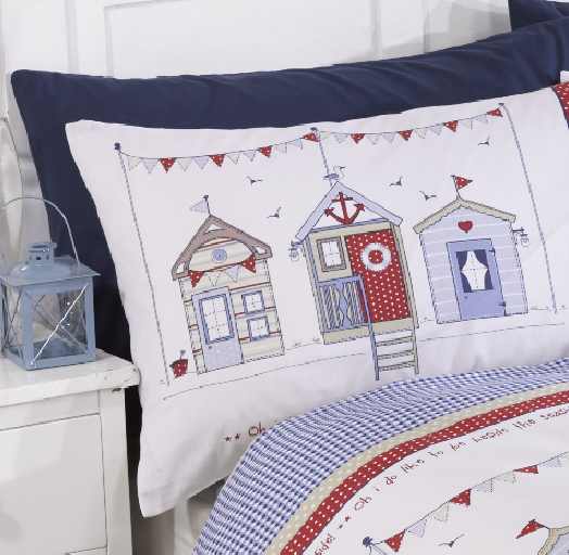 Beach Huts Kids Children Bedding Single Double Toddler Duvet Quilt Cover Set Boys Girls - Duvet Set - British D'sire