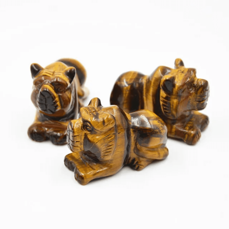 Beads for Less - Tiger's Eye Stone Animal Figurine – Natural Gemstone - Attract Good Luck & Positive Energy - Carved gemstone decor - British D'sire