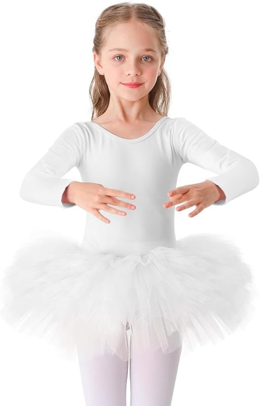 Bezioner Girls' Ballet Tutu Dress Cotton Dance Leotard with Skirt Long Sleeve Ballerina Outfit - Women's Dresses - British D'sire