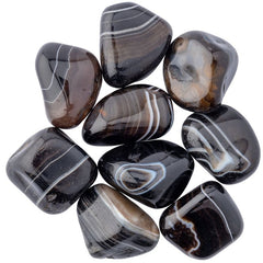 Black Banded Agate Large Tumblestone 3-4cm - British D'sire