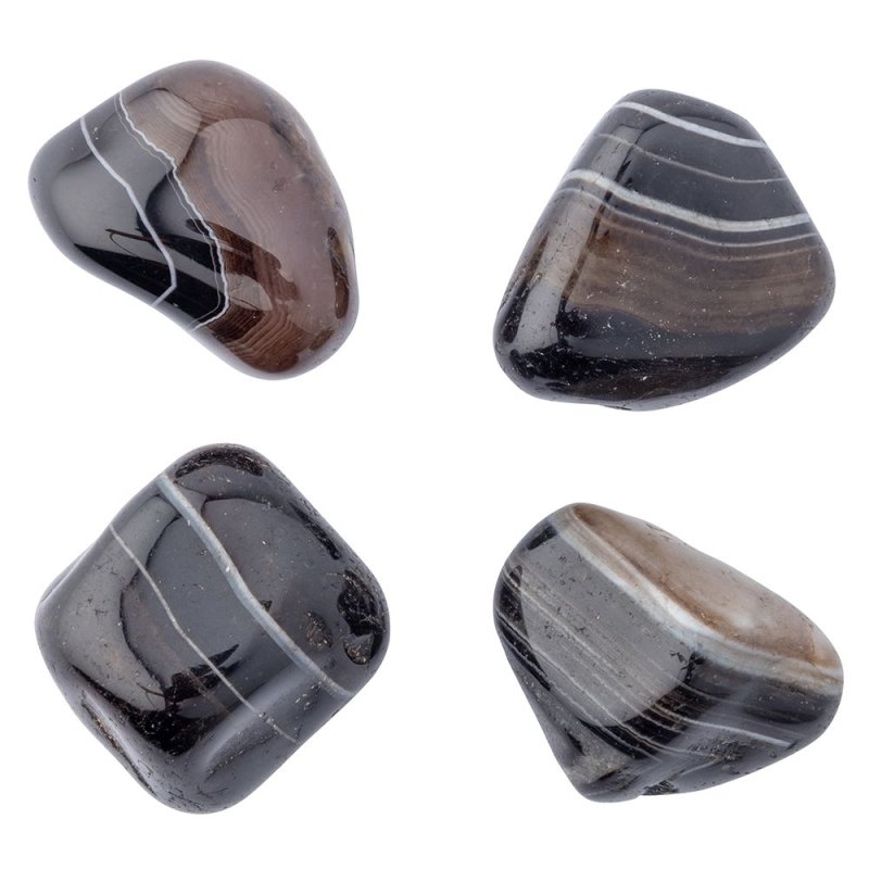 Black Banded Agate Large Tumblestone 3-4cm - British D'sire