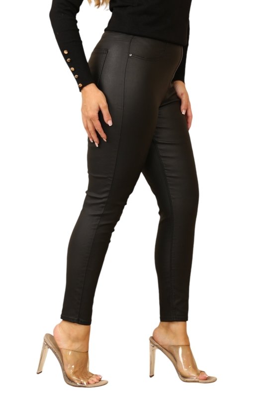 Black Luxury Shiny Jeggings - JEGGING - British D'sire