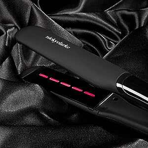 Nicky Clarke Infrared Pro Hair Straightener, Titanium Plates, Heat Balance and Infrared Technology, LED Display & 10 Temperature Settings, 2.5m Cable, Black