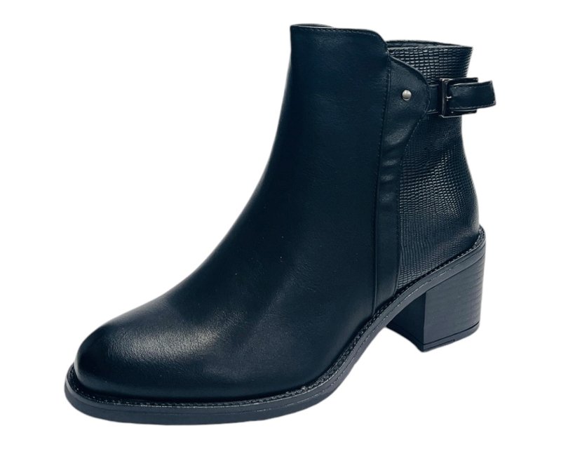 Block Heel Faux Leather Ankle Boots - Boots - British D'sire