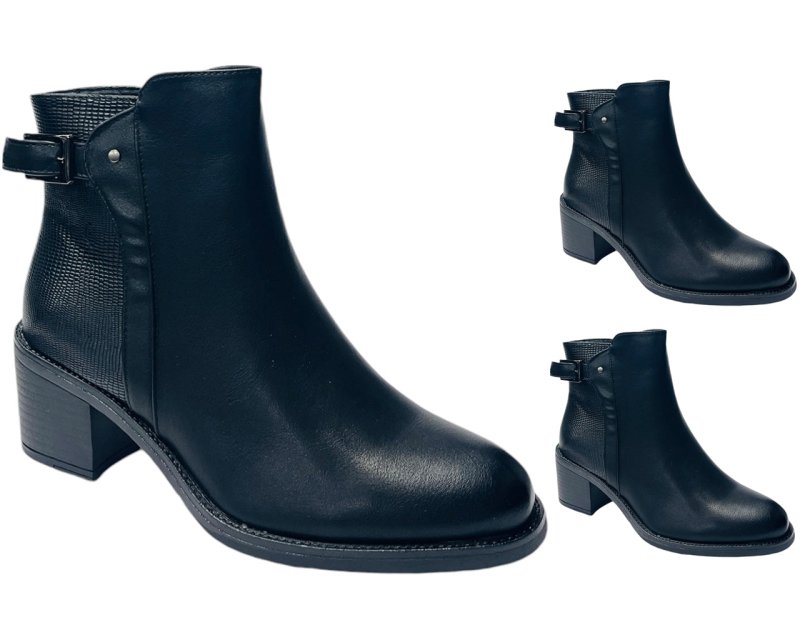 Block Heel Faux Leather Ankle Boots - Boots - British D'sire