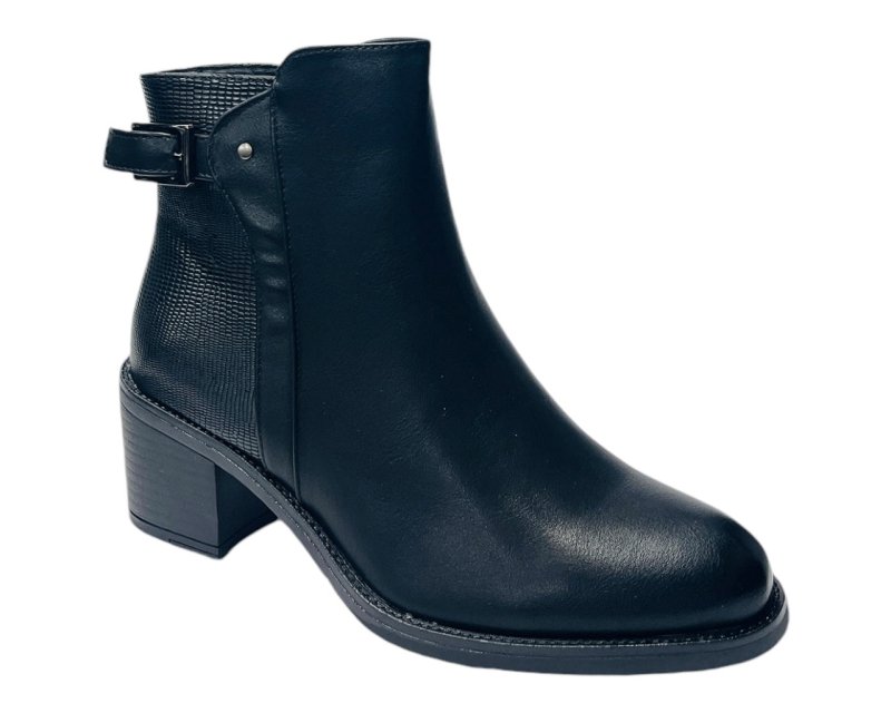 Block Heel Faux Leather Ankle Boots - Boots - British D'sire