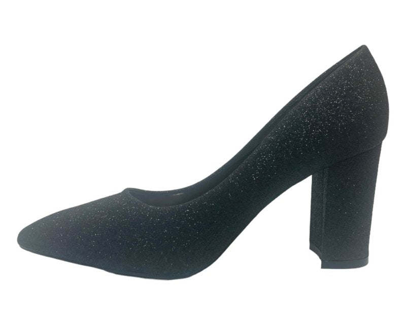 Block Heel Glitter Court Shoes - Court Shoes - British D'sire