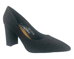 Block Heel Glitter Court Shoes - Court Shoes - British D'sire