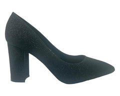 Block Heel Glitter Court Shoes - Court Shoes - British D'sire