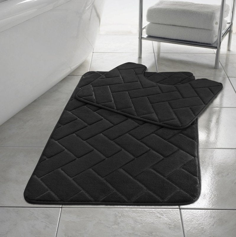 Block Memory Foam Bath Mat 2 Piece Set Non Slip - Home, Furniture & DIY:Bath:Bathroom Accessories:Bath Mats, Rugs & Toilet Covers - British D'sire