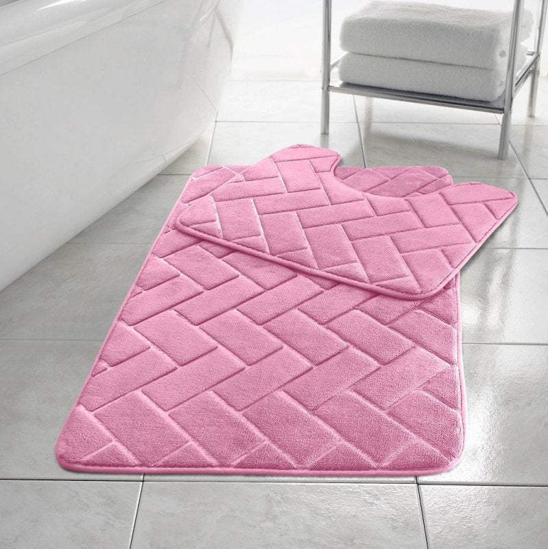 Block Memory Foam Bath Mat 2 Piece Set Non Slip - Home, Furniture & DIY:Bath:Bathroom Accessories:Bath Mats, Rugs & Toilet Covers - British D'sire