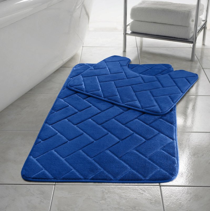 Block Memory Foam Bath Mat 2 Piece Set Non Slip - Home, Furniture & DIY:Bath:Bathroom Accessories:Bath Mats, Rugs & Toilet Covers - British D'sire