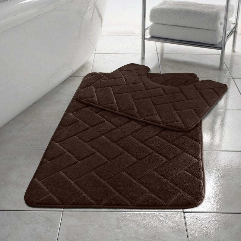 Block Memory Foam Bath Mat 2 Piece Set Non Slip - Home, Furniture & DIY:Bath:Bathroom Accessories:Bath Mats, Rugs & Toilet Covers - British D'sire