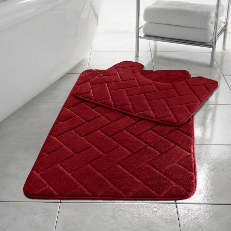 Block Memory Foam Bath Mat 2 Piece Set Non Slip - Home, Furniture & DIY:Bath:Bathroom Accessories:Bath Mats, Rugs & Toilet Covers - British D'sire