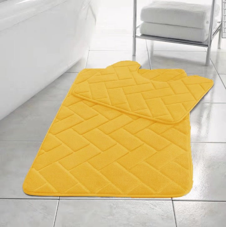 Block Memory Foam Bath Mat 2 Piece Set Non Slip - Home, Furniture & DIY:Bath:Bathroom Accessories:Bath Mats, Rugs & Toilet Covers - British D'sire