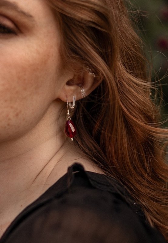 Blood Red Cut Glass Earrings - Earrings - British D'sire