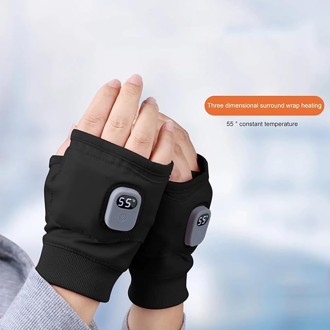 Bobety Electric Heated Gloves, Heated Gloves Rechargeable, Heated Work Gloves - 3 - Speed Adjustable Heated Riding Gloves, Rechargeable Fingerless, Half - Finger, Fast Heating - Gloves & Mittens - British D'sire