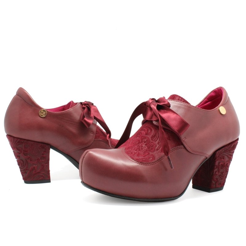 Bois - Wine Flower Lace up heel - Heel Shoe - British D'sire