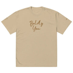 Boldly You Oversized faded t-shirt with Old Gold Embroidery | Oversized T-shirt - oversized t-shirt - British D'sire