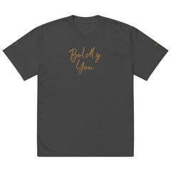 Boldly You Oversized faded t-shirt with Old Gold Embroidery | Oversized T-shirt - oversized t-shirt - British D'sire