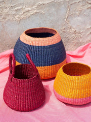 Bolo Colour Block Baskets (Navy/Pink/Orange) - basket - British D'sire