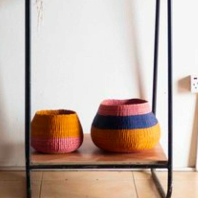 Bolo Colour Block Baskets (Navy/Pink/Orange) - basket - British D'sire