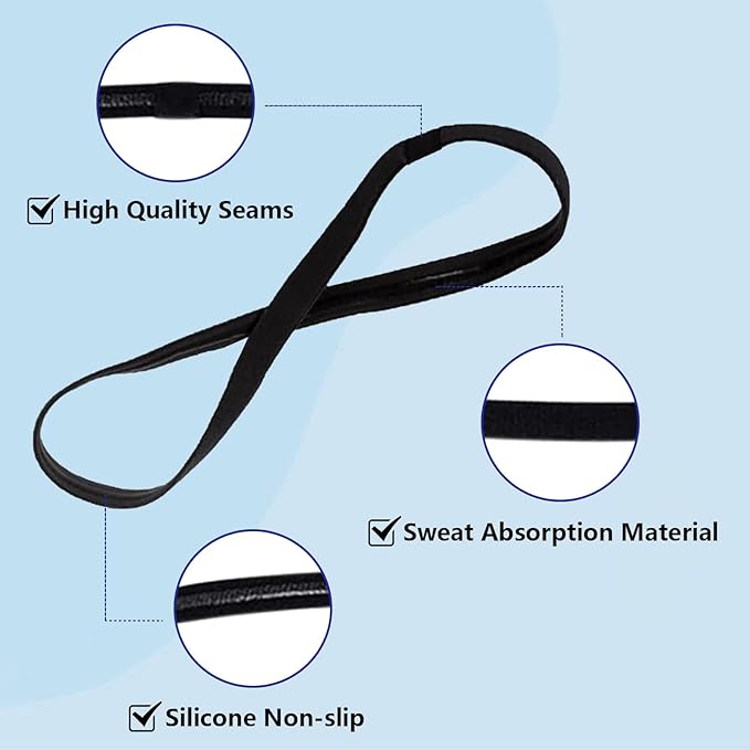 Boys Headband For Kids With Non - Slip Inner Silicone Ring, 8 PCS Nylon & Silicone Circumference 7.87" Sports Headband With Nylon Sweat Resistance Suitable For All Recreational Sports - British D'sire