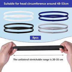 Boys Headband For Kids With Non - Slip Inner Silicone Ring, 8 PCS Nylon & Silicone Circumference 7.87" Sports Headband With Nylon Sweat Resistance Suitable For All Recreational Sports - British D'sire