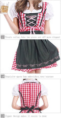 BOZEVON Women's German Beer Maid Uniform Oktoberfest Fancy Dress Ladies Costume - Traditional Clothing - British D'sire