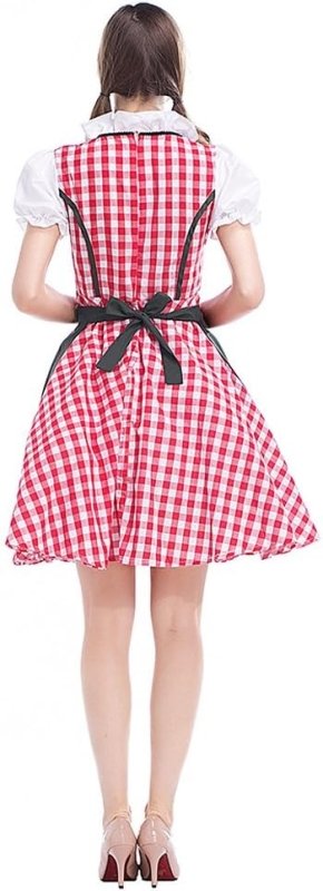 BOZEVON Women's German Beer Maid Uniform Oktoberfest Fancy Dress Ladies Costume - Traditional Clothing - British D'sire