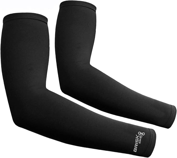 Brisk cycling arm warmer sleeve soft shell thermal Black compression Pair - Armwarmers - British D'sire