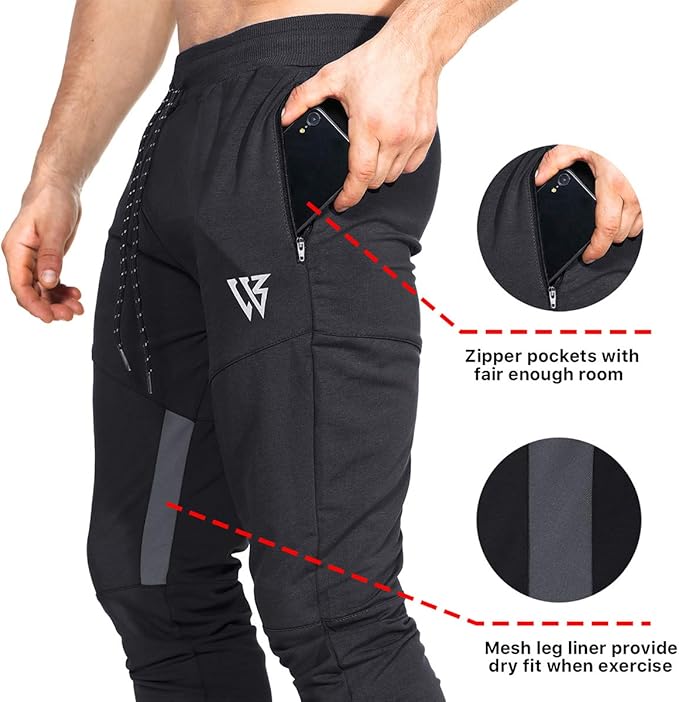 BROKIG Mens Vertex Gym Joggers Sweatpants Tracksuit Jogging Bottoms Running Trousers with Pockets - Track Bottoms - British D'sire