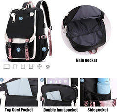 BTS Backpack, Girls Kpop School Bag Students Laptop Backpack for Kids Teenagers Bangtan Boys Fans Gift, Black, 11.8 x 8.26 x 17.7 Inches - Laptop Backpack - British D'sire