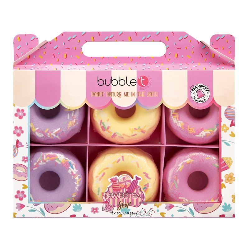 Bubble T Sweetea Large Donut Bath Bomb Fizzer Gift Set (6 x 150g) - Bath Bomb - British D'sire