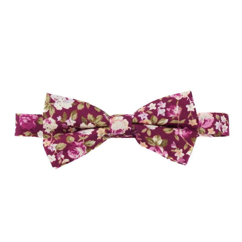 Burgundy Floral Bow Tie - All Products - British D'sire