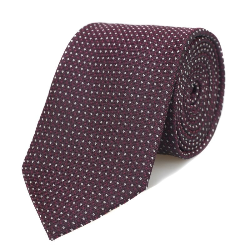 Burgundy Spotted Silk Tie - All Products - British D'sire