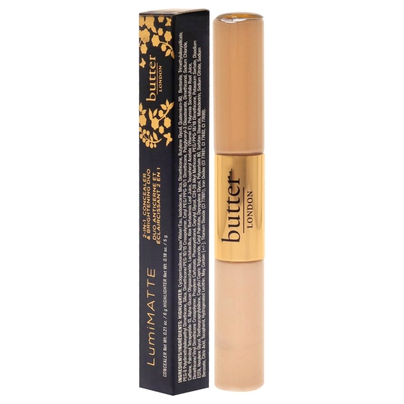 Butter London - Lumimatte 2 in 1 Concealer and Brightening Duo - Light for Women - 0.18 oz Makeup - Makeup - British D'sire