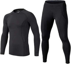 BUYKUD Kids' Boys Long Sleeve Base Layer Compression Underwear Athletic Shirt Tights Top & Bottom Set - British D'sire