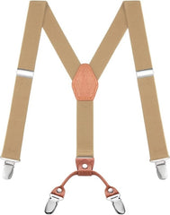 Buyless Fashion Adjustable Suspenders for Kids - 26" Elastic Straps 1" - Leather Y Shape Back - 5151 - British D'sire