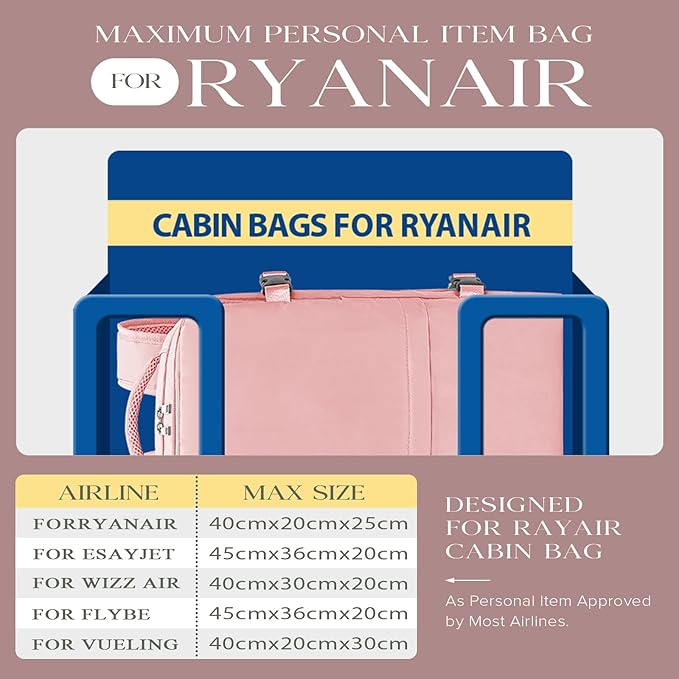 Cabin Bags 40x20x25 for Ryanair Underseat Carry - ons Bag Hand Luggage Bag Travel Backpack Cabin Size 20L - Luggage & Bags - British D'sire