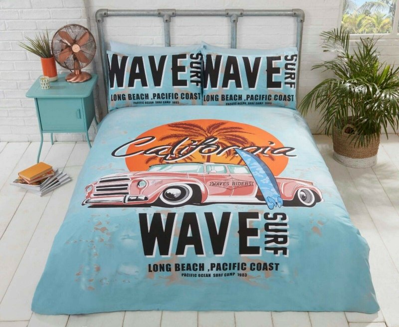 California Wave Car American Duvet Cover Set Classic Car Bedding Set - Duvet Set - British D'sire