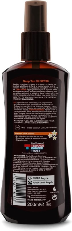 Calypso Deep Tanning Monoi Tahiti Oil Spray with SPF30, 200 ml, CALT30MON - British D'sire