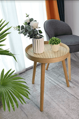 Cane Oak Round Side Table - SLENDER - Side Table - British D'sire