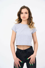 Capped Sleeved Crop Top for Women in Greyish! - Shirts & Tops - British D'sire