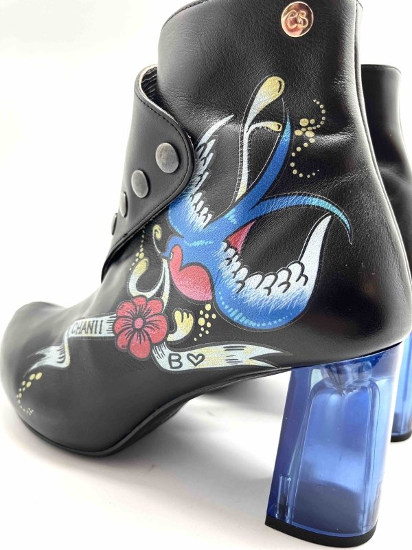 Carpe Diem - Black Tattoo ankle boot - limited Edition - Heel Shoe - British D'sire