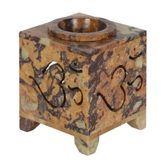 Carved Om Symbol Soapstone Oil Burner - British D'sire