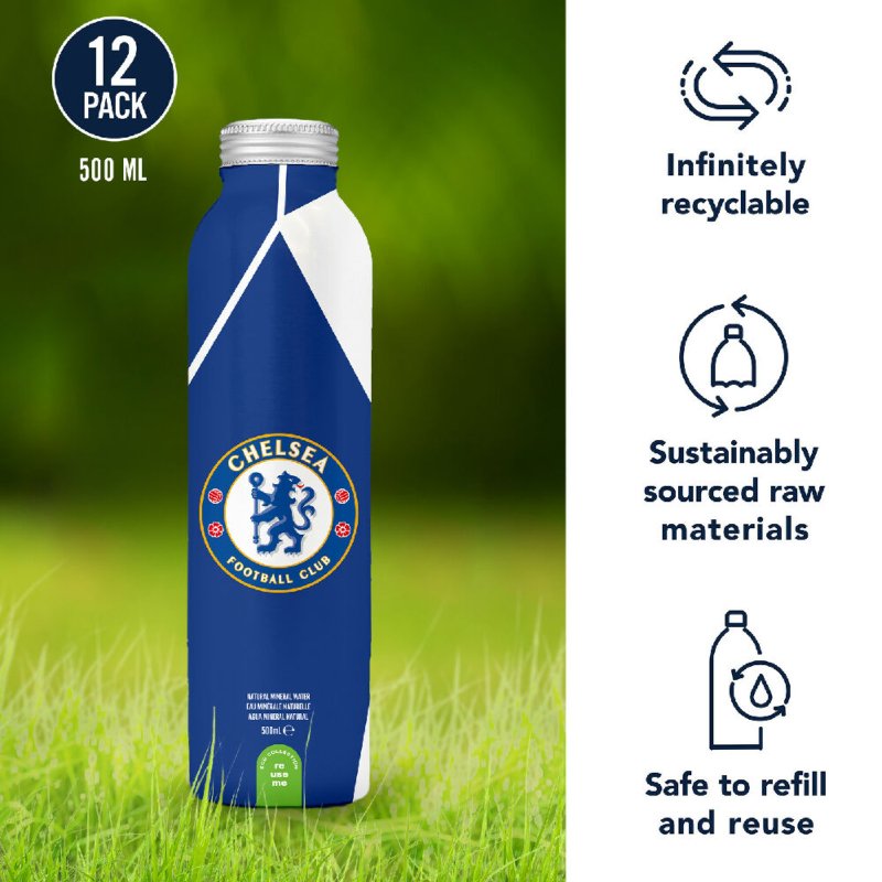 Chelsea FC Aluminum Water Bottle by Chelsea FC for Unisex - 12 x 16.9 oz Water - Water Bottles & Thermos - British D'sire